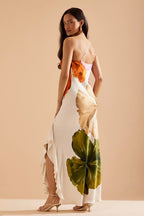 Compelling Romance-Inspired One Shoulder Floral Print Maxi Dress