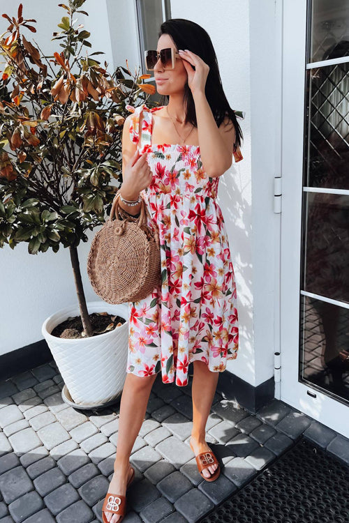 Indulge Yourself Floral Print Bowknot Mini Dress