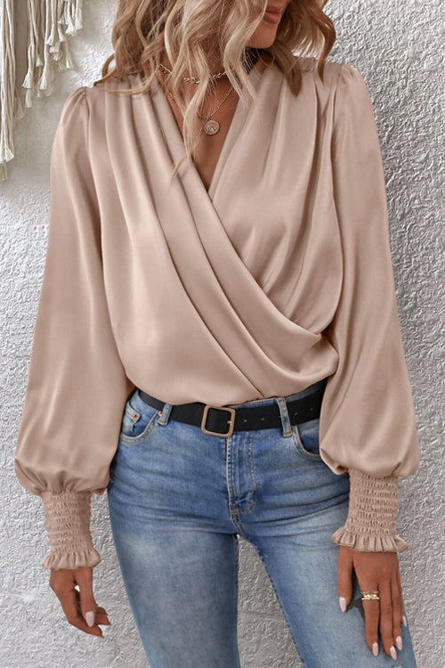 Always With Affection Wrap Smocked Top