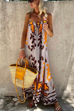 Uniquely You Print Backless Maxi Dress