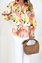 Completely Captivated Collared Print Long Sleeve Top