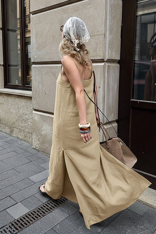 Mood of Forever Cotton High-Slit Maxi Dress