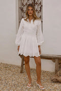 Summer Invite Crochet Long Sleeve Mini Dress
