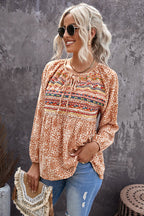 Charming Wishes Boho Print Long Sleeve Top