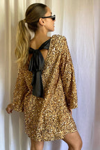 Glow For Tonight Sequin Tie-Back Mini Dress