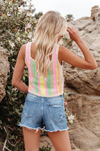 Waiting For Affection Colorful Stripe Crochet Knit Top