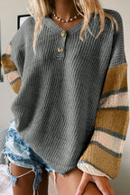 Warm Affection Striped Button Up Knit Sweater
