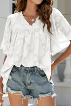 A Chance For Affection Floral Jacquard Short Sleeve Top - 7 Colors