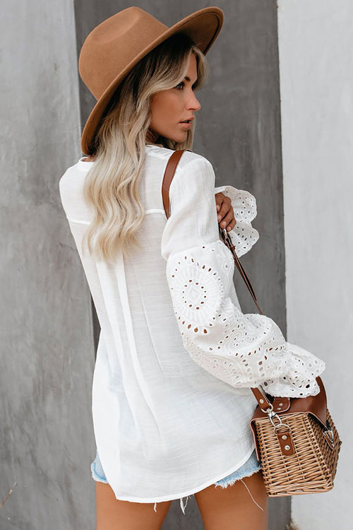 Longest Affection V-Neck Hollow-Out Top