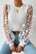 New Days Ahead Flower Ribbed Knit Top