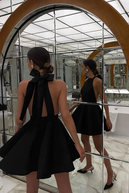 Love Story That Wows Black Backless Mini Dress