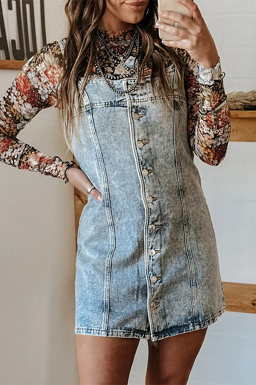 Uniquely Beloved Medium Wash Denim Mini Dress