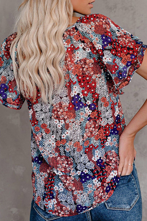 Blissful Getaway Floral Print Button-Up Top
