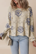 Casual Concept Crochet Knit Top