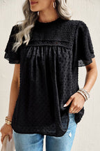 Delightful One Swiss Dot Lace Short Sleeve Top