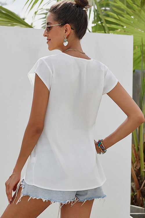 Pretty Pleased Boho Embroidered Short Sleeve Top