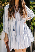 Crafted Radiance Striped Ruffled Mini Dress