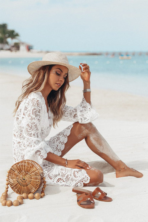 Summer Mood Lace Hollow-Out Beach Blouse