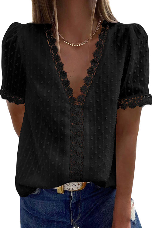 Delightful Day Swiss Dot Lace Top