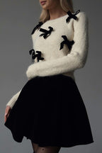 Delightful Comfort Bow Embellished Knit Sweater