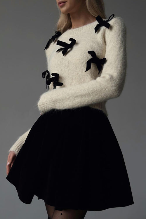 Delightful Comfort Bow Embellished Knit Sweater