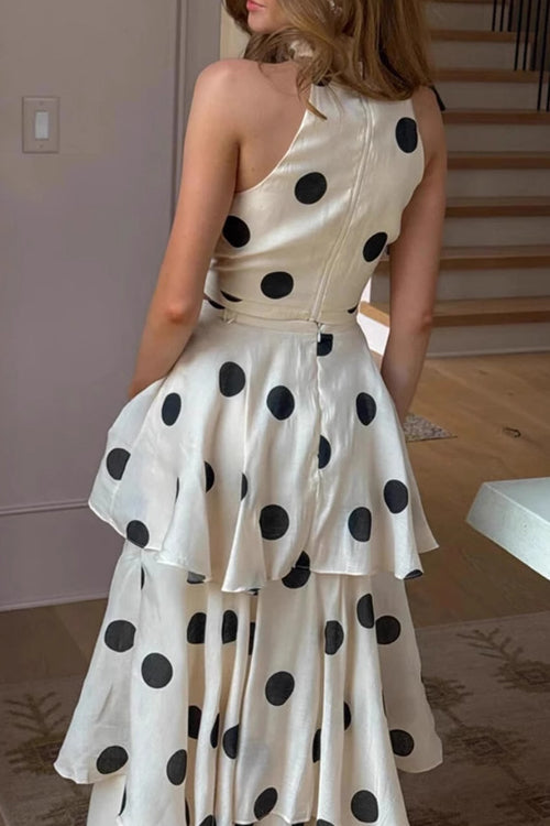 Mallorca Morning Polka Dot Sleeveless Maxi Dress
