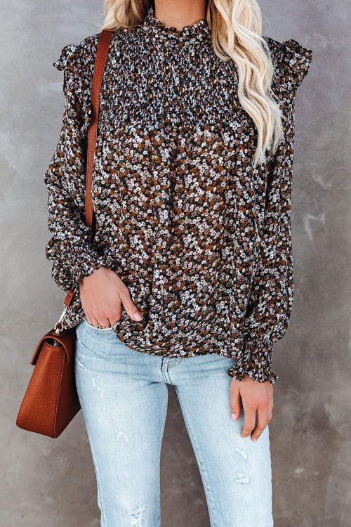 Sipping On Affection Printed Smocked Top