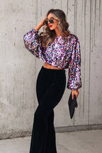 Striking Charmer Sequin Cropped Top