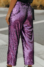 Festive Ready Golden Sequin Bowknot Pants