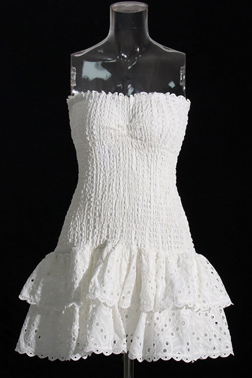 Delightful Like You Pleated Mini Dress - White