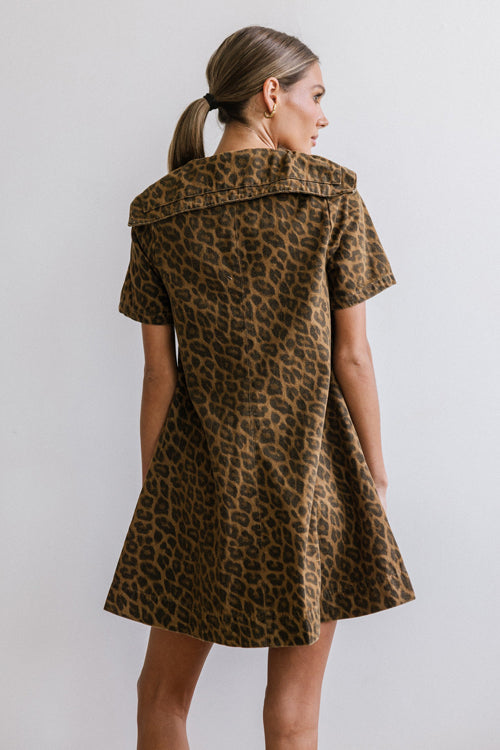 Occasion Maker Leopard Print Denim Mini Dress