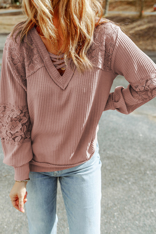 Fresh Style Lace Long Sleeve Knit Top