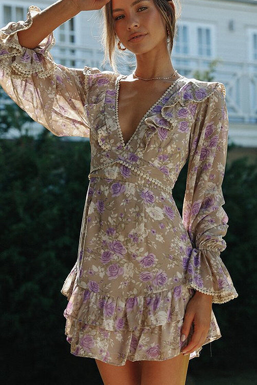 Exceptionally Polished Floral Print Backless Mini Dress