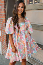 It's Made For Playful Spirit Floral Print Babydoll Mini Dress