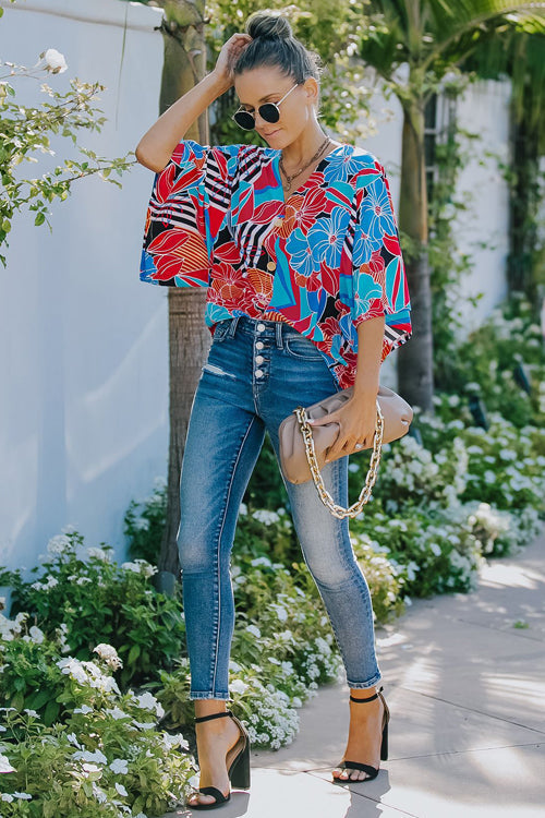 Grow Toward Affection Print Button Up Top