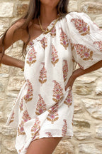 Mood Compelled Print One Shoulder Mini Dress