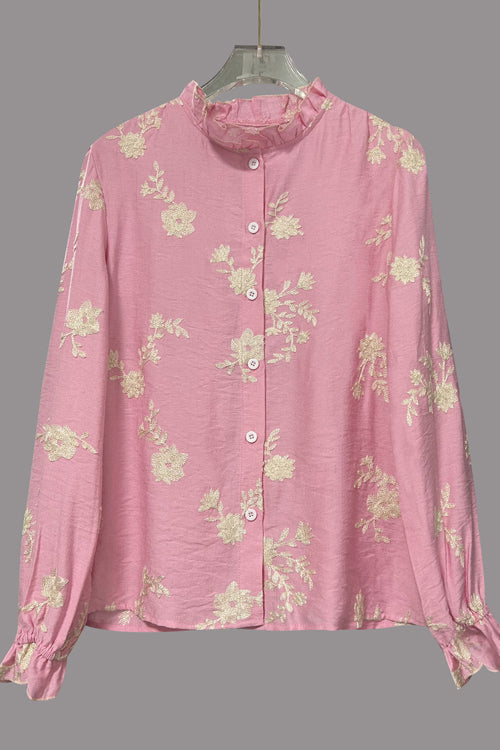 Easygoing Polished Floral Embroidery Top