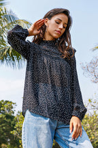 Rules Of Love Story Ruffled Dot Top
