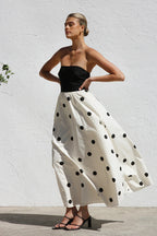 Beloved Daylily Strapless Dot Maxi Dress