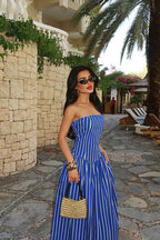 Exceptional Moments Sleeveless Striped Maxi Dress