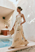 Charming Aesthetic Print Flax Maxi Dress