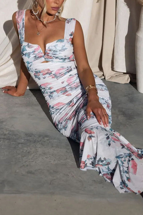Captivating Destiny Floral Pleated Midi Dress