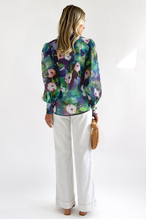 All About You Print Button Down Long Sleeve Top