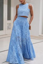 Modern Romance-Inspired Crochet Maxi Dress Suit