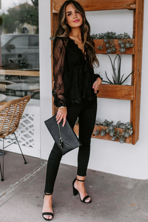 Crazy About You Lace Long Sleeve Top