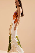 Compelling Romance-Inspired One Shoulder Floral Print Maxi Dress