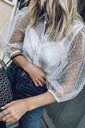 Affection is Enough Puff Sleeve Dot Chiffon Shirt
