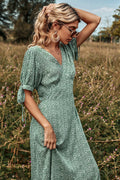Blossoming Charmer Print V-Neck Midi Dress