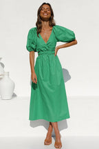 In Affection Forever Puff Sleeve Cutout Midi Dress