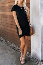Summertime Pure Color Pleated Mini Dress